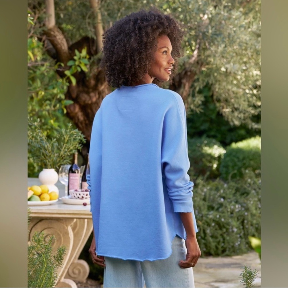 Frank & Eileen Blue Anna Long Sleeve Capelet Triple Fleece Sweatshirt Size XL - Picture 2 of 10